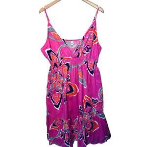 Old Navy Dress Knee Length BabyDoll Sun Pink Floral Summer Vacation Lined XXL